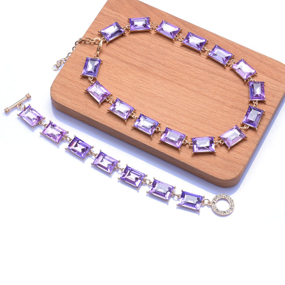 Rhinestone Bracelet Necklace Set