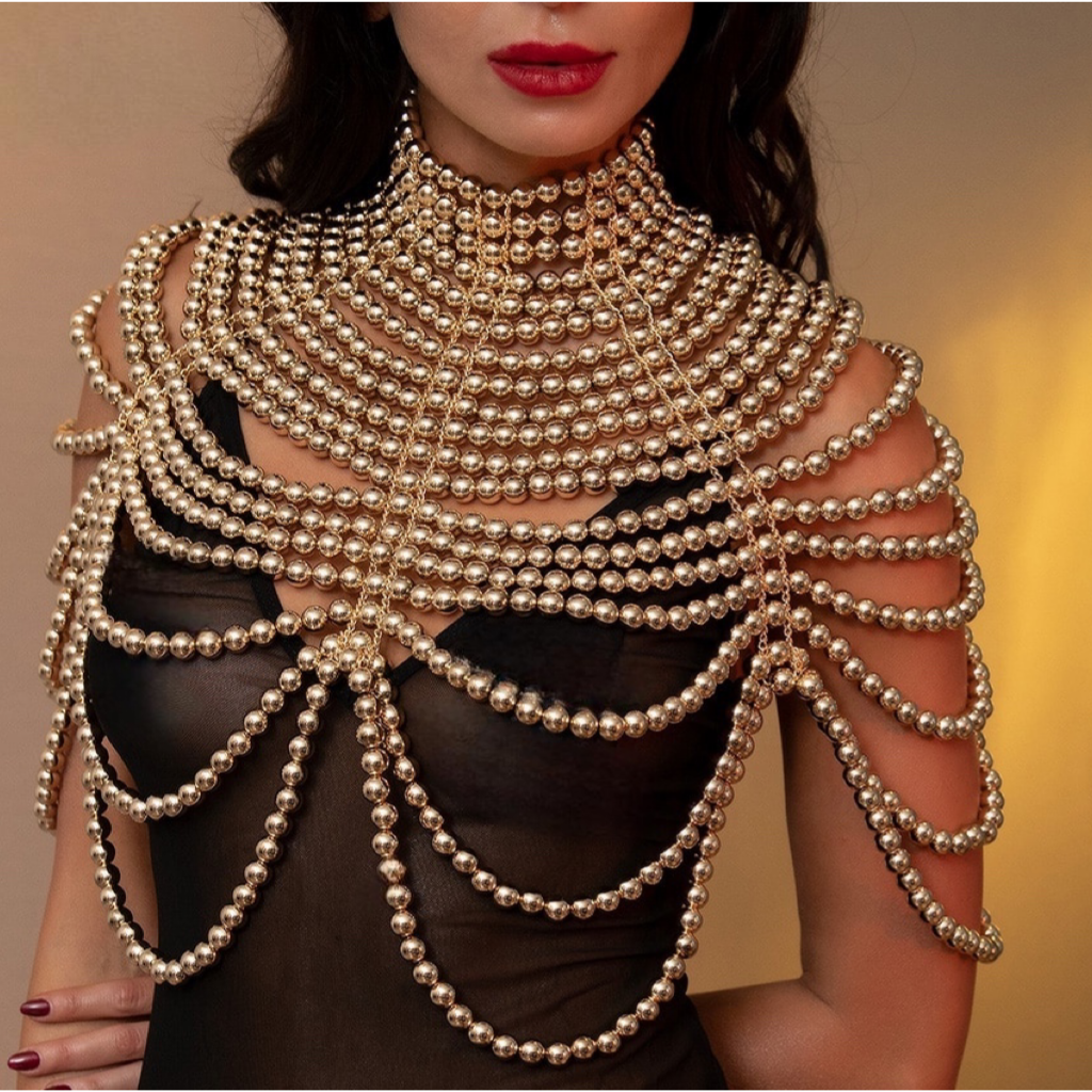 Women Pearl Shawl Necklace