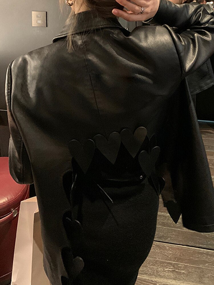 Heart Back Leather Blazer