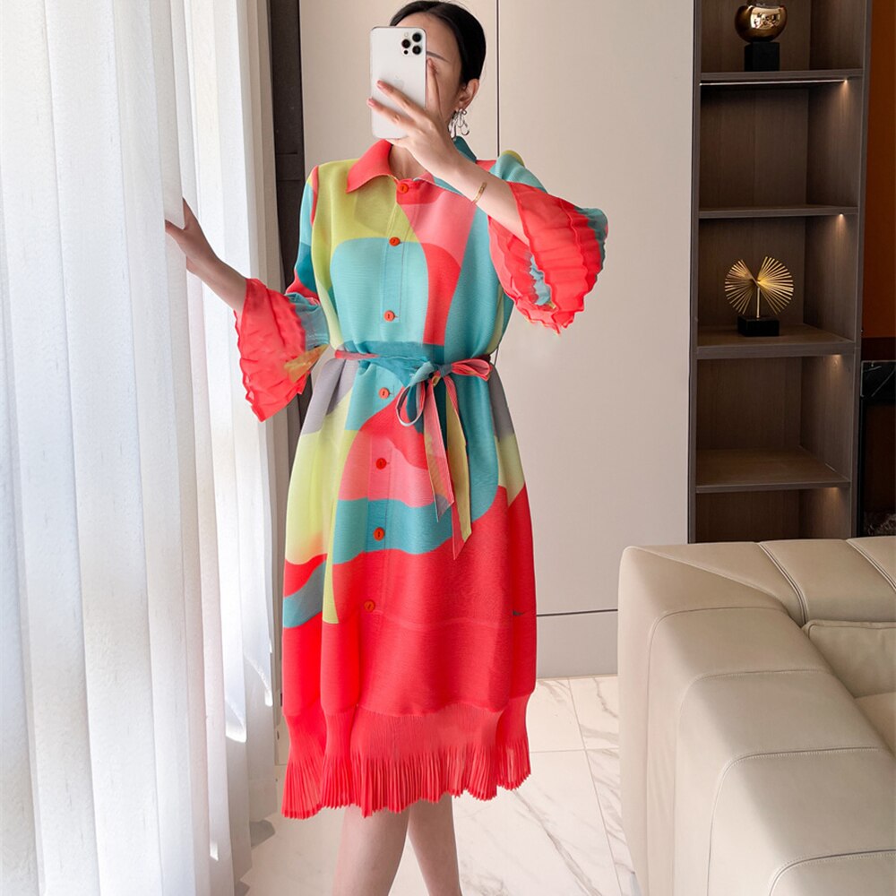 Pleated Shirt Dress