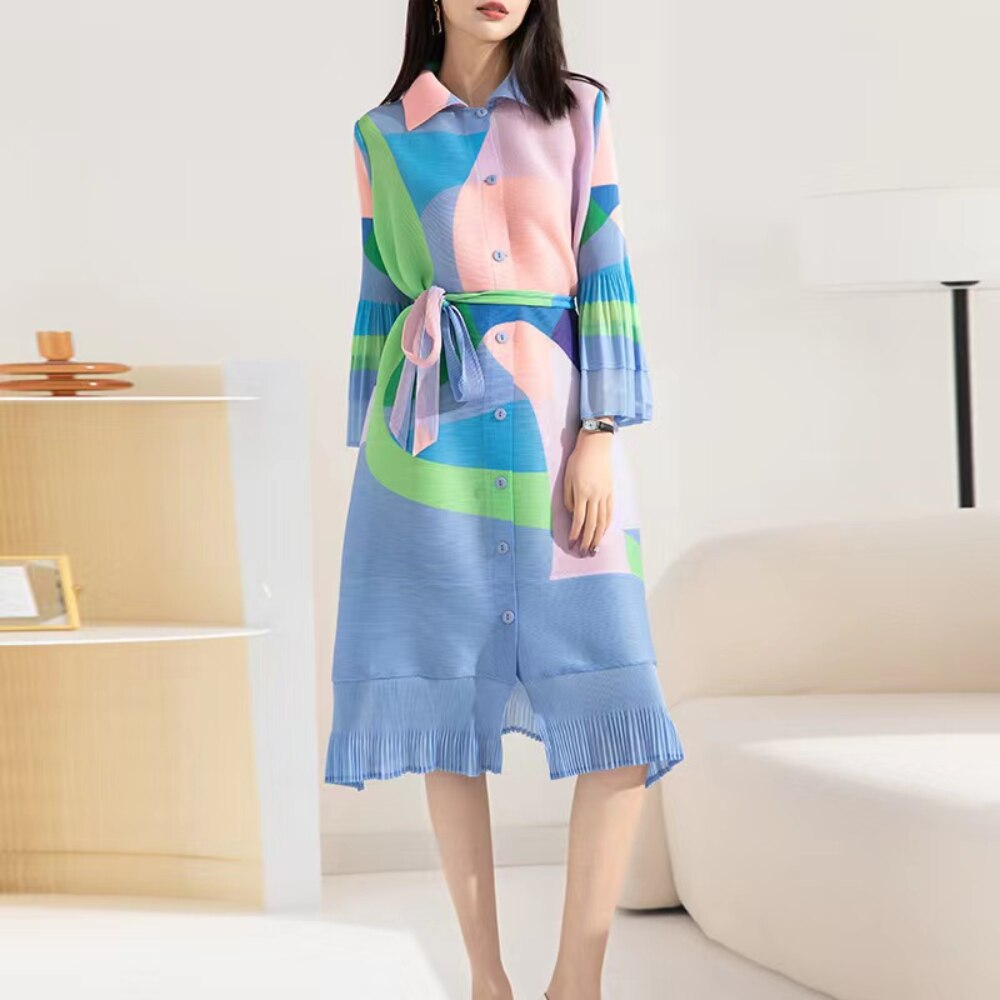 Pleated Shirt Dress