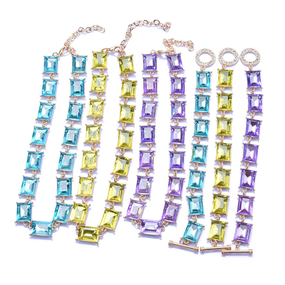 Rhinestone Bracelet Necklace Set