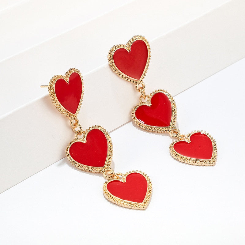 Heart Long Dangle Earrings