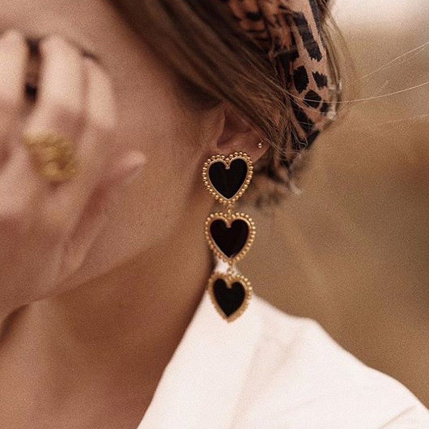 Heart Long Dangle Earrings