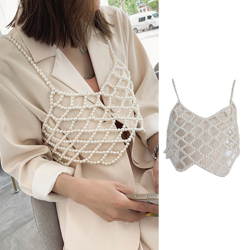 Pearl Beaded Crop Top