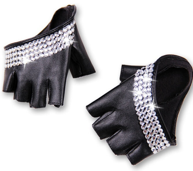 Rhinestone Half Palm Gloves
