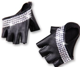 Rhinestone Half Palm Gloves