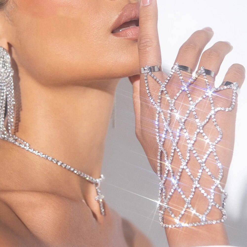 Shiny Rhinestone Finger Bracelet