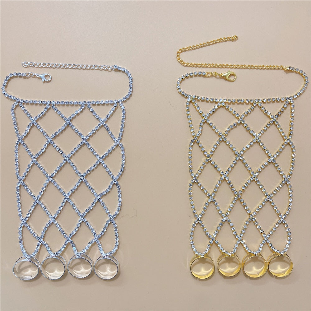 Shiny Rhinestone Finger Bracelet
