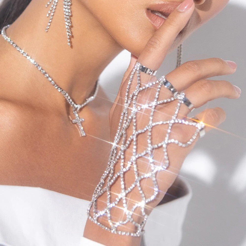 Shiny Rhinestone Finger Bracelet