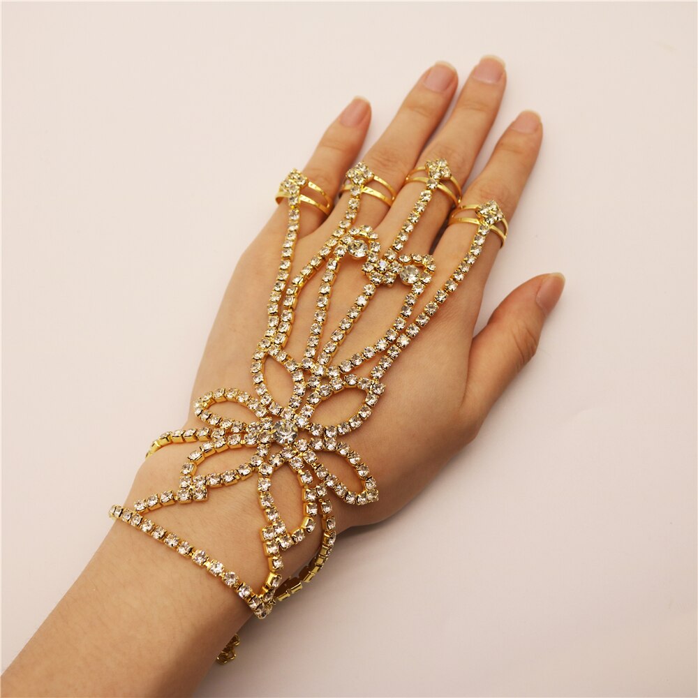 Shiny Rhinestone Finger Bracelet