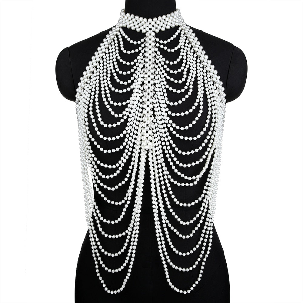 Women Pearl Shawl Necklace
