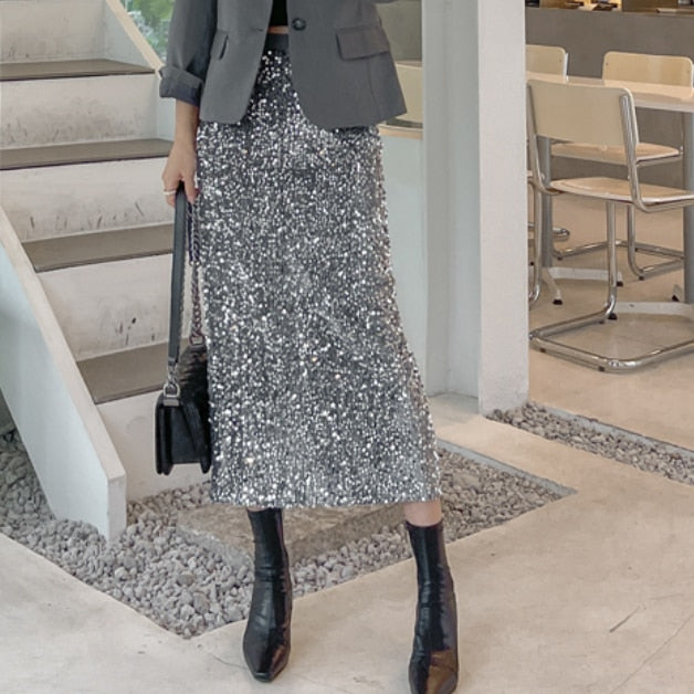 Sequin Midi Skirt