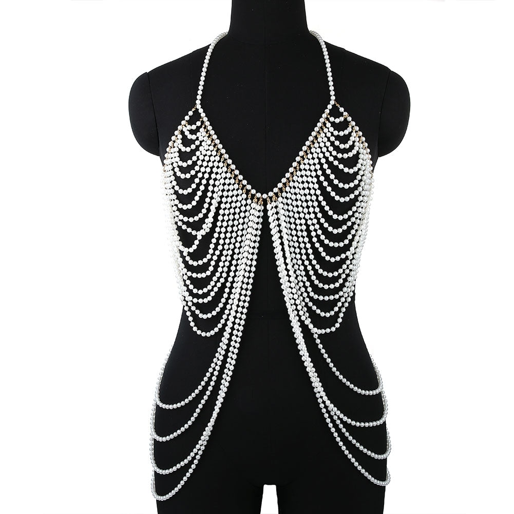Women Pearl Shawl Necklace