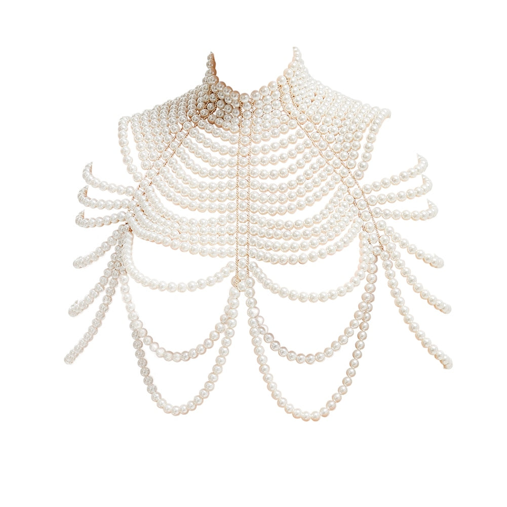 Women Pearl Shawl Necklace