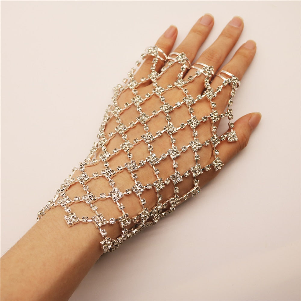 Shiny Rhinestone Finger Bracelet