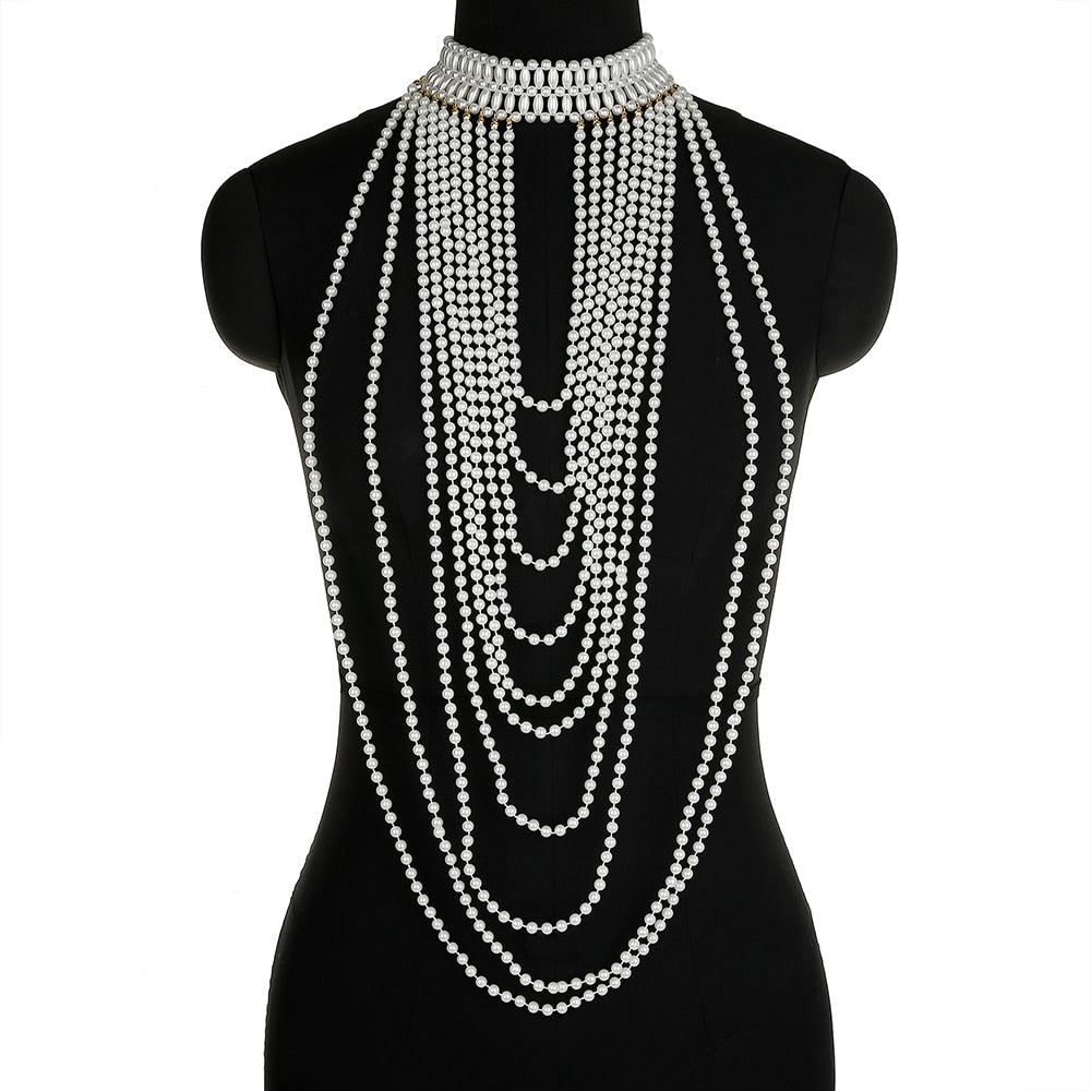 Women Pearl Shawl Necklace