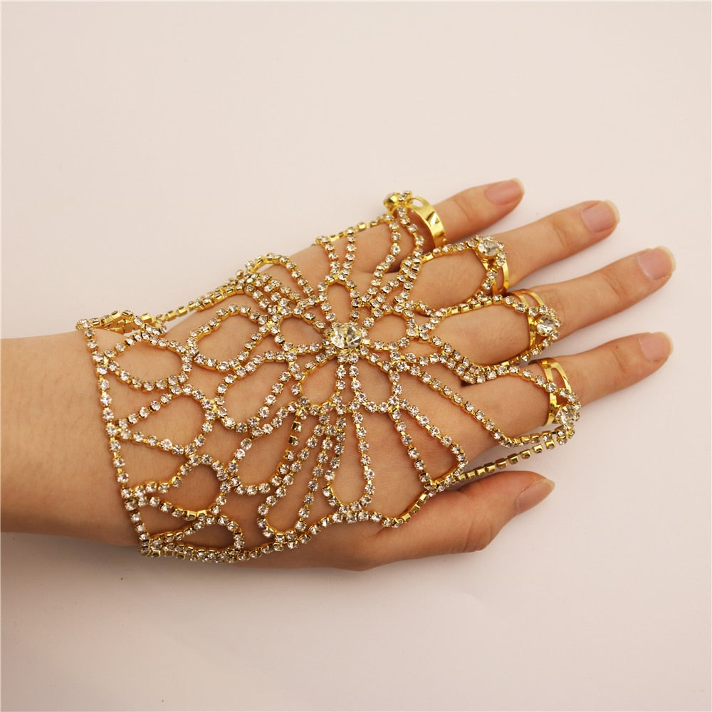 Shiny Rhinestone Finger Bracelet