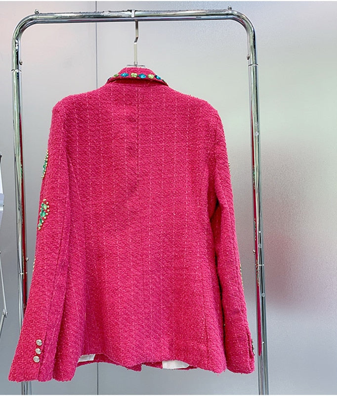 Crystals Decorated Tweed Blazer