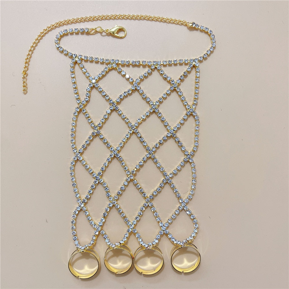 Shiny Rhinestone Finger Bracelet