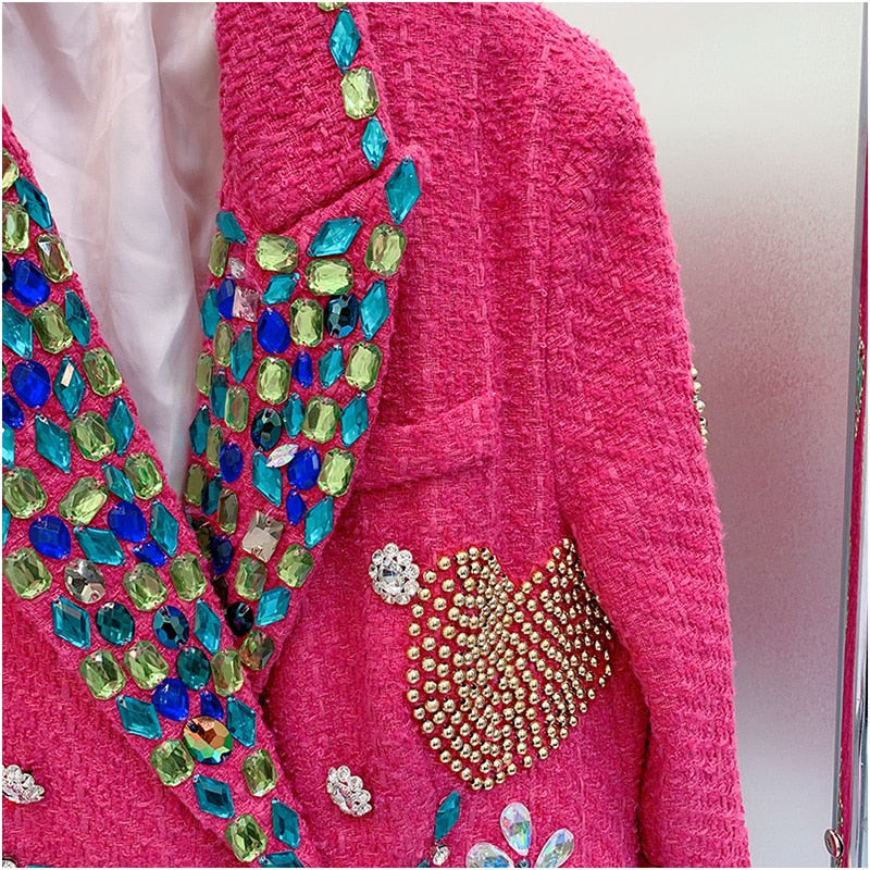 Crystals Decorated Tweed Blazer