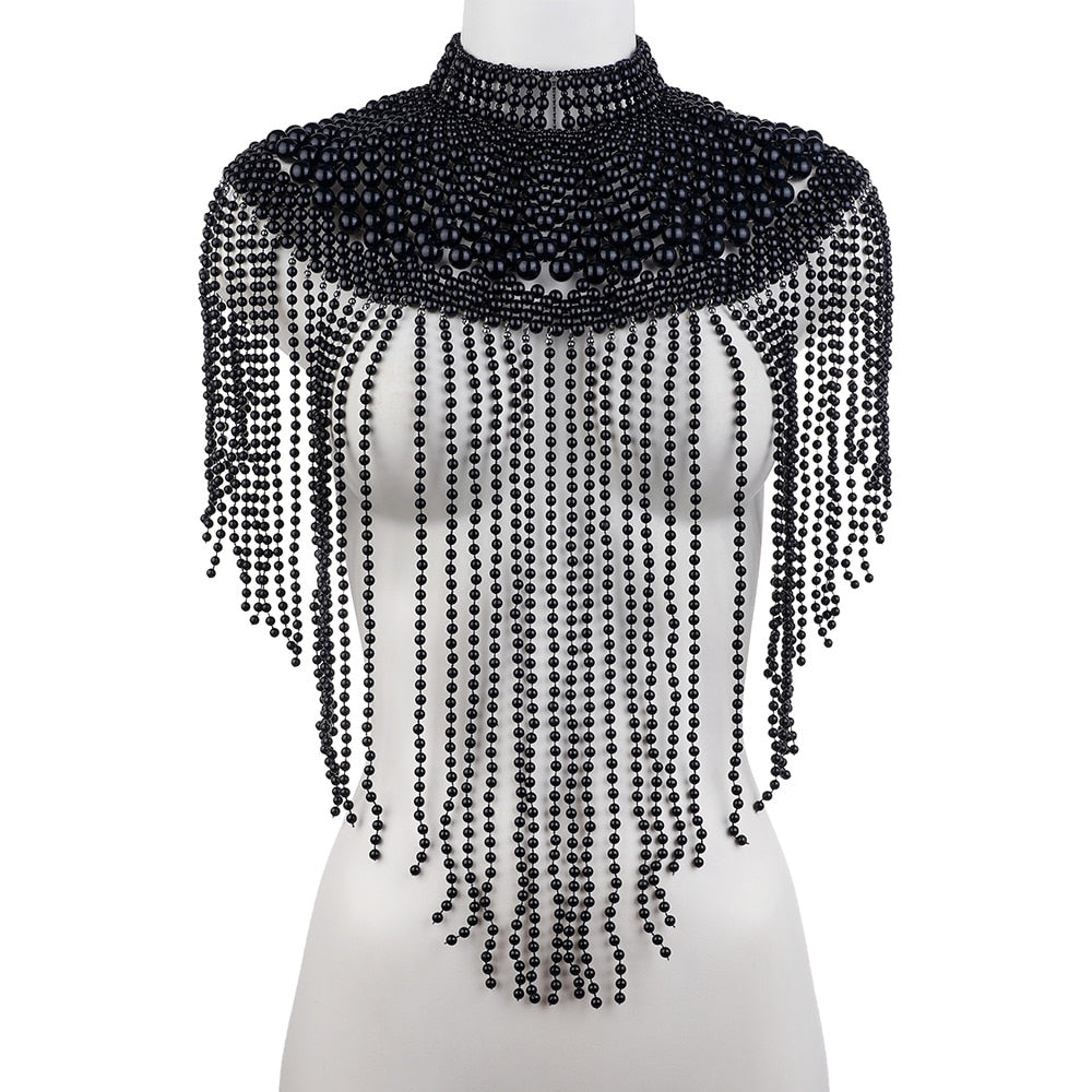 Women Pearl Shawl Necklace