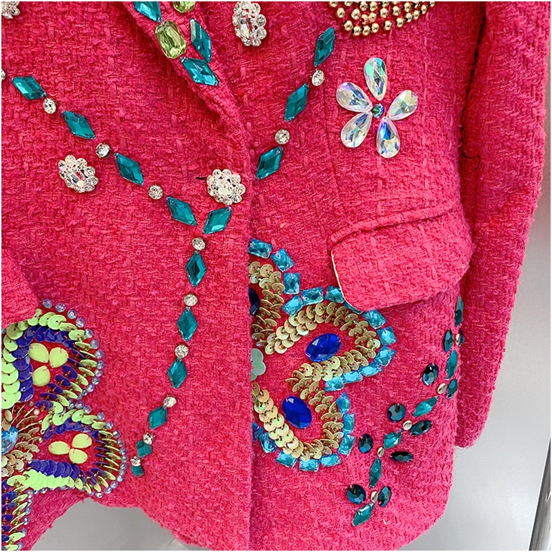 Crystals Decorated Tweed Blazer
