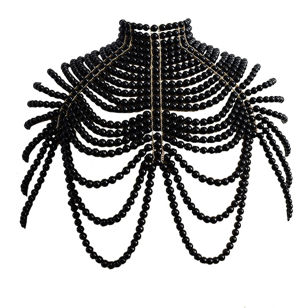 Women Pearl Shawl Necklace