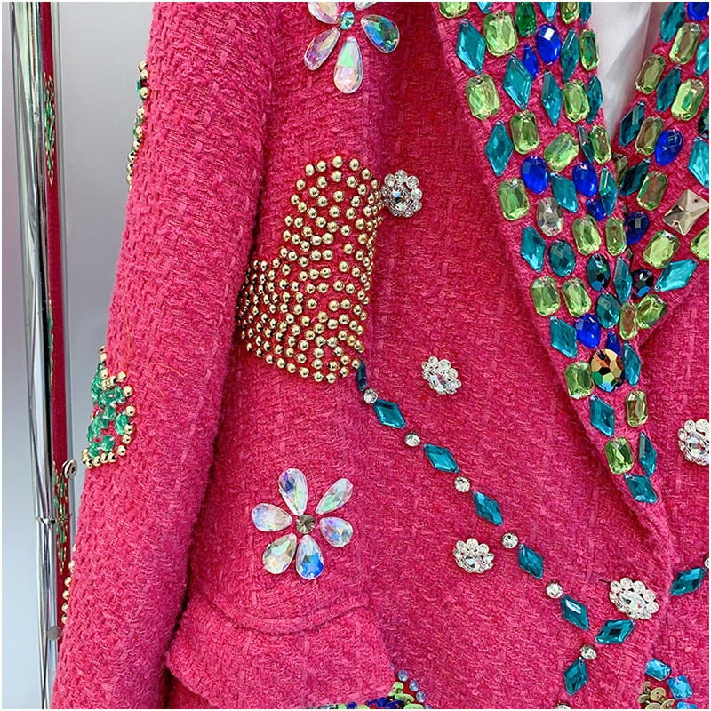 Crystals Decorated Tweed Blazer