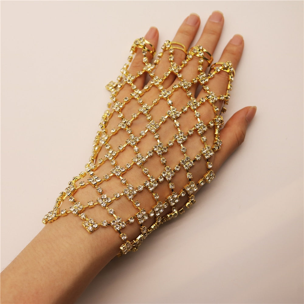 Shiny Rhinestone Finger Bracelet