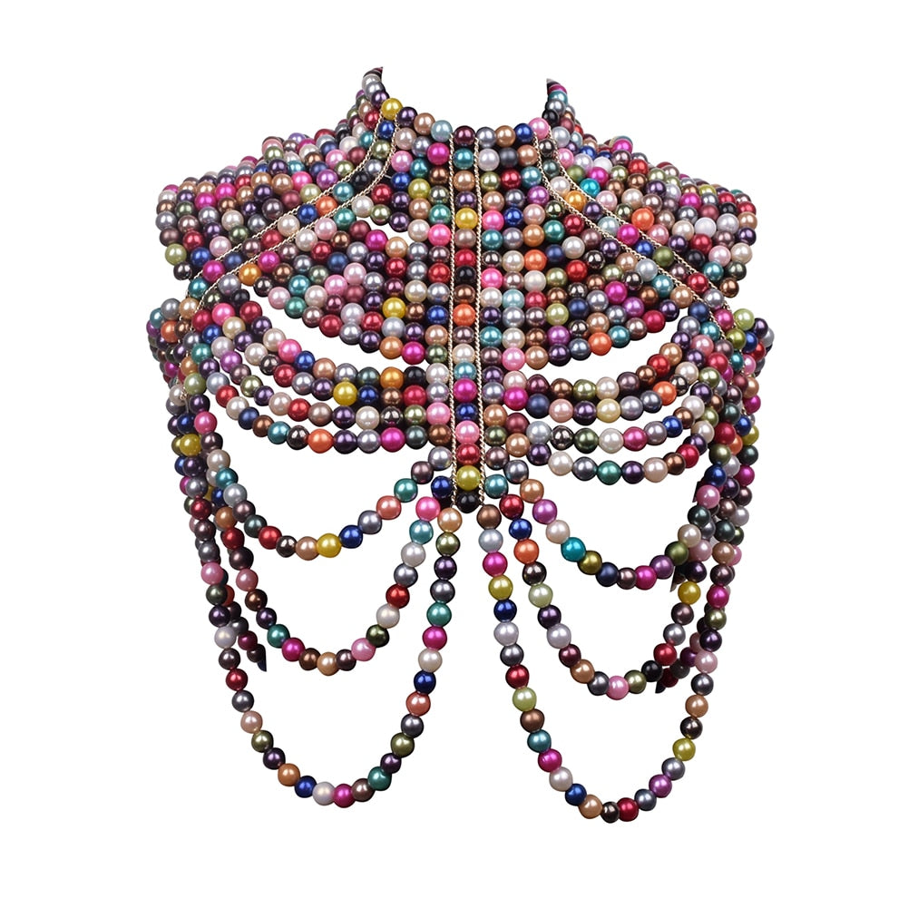 Women Pearl Shawl Necklace