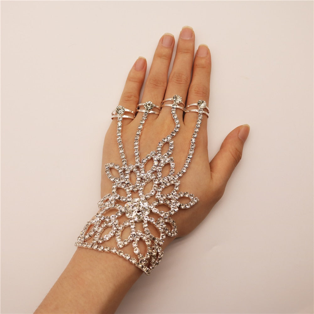 Shiny Rhinestone Finger Bracelet